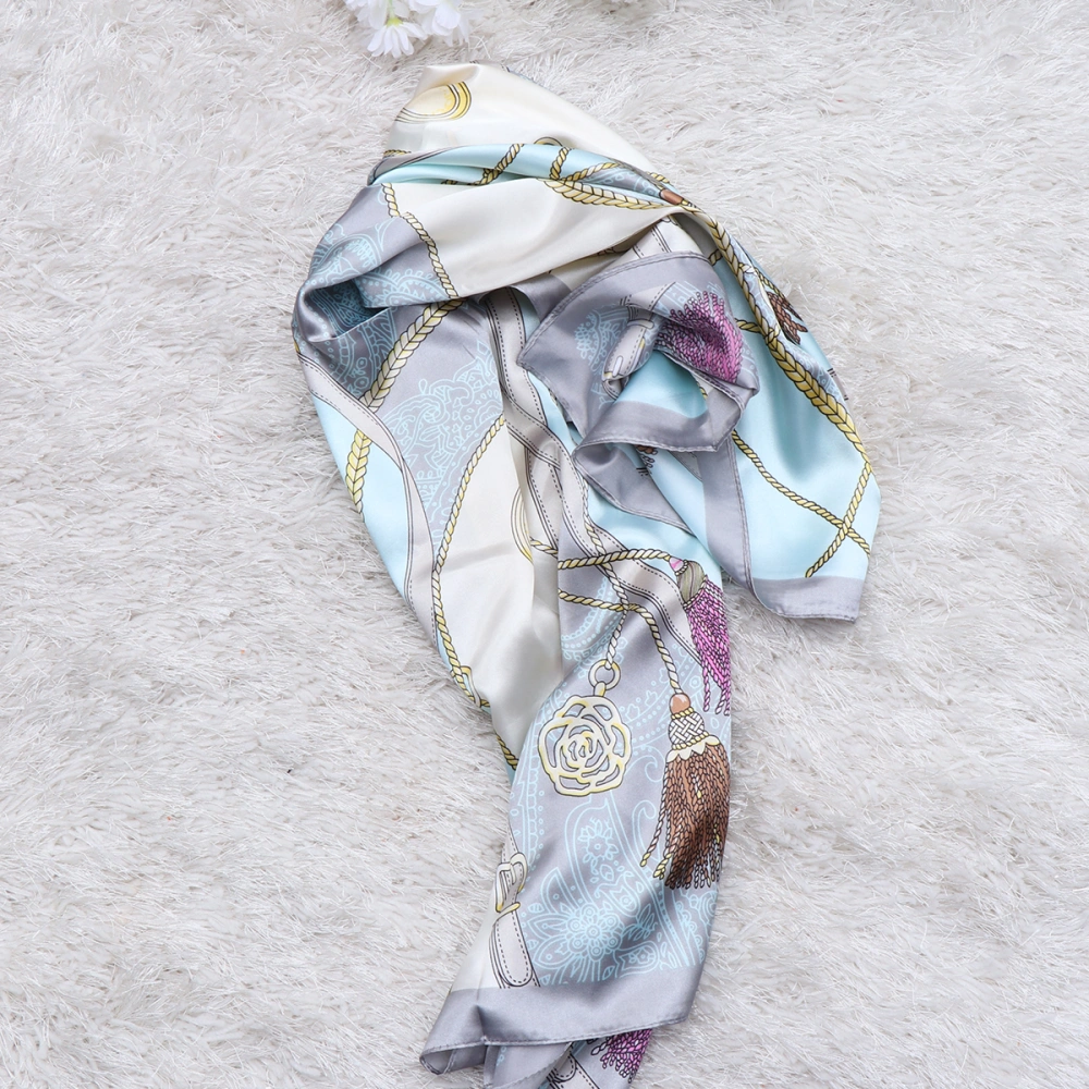 90CM Grey Multipurpose Headscarf Silk Large Square Towel Fashion Scarf Female Shawl Silk Scarf Decorative Cool Towel