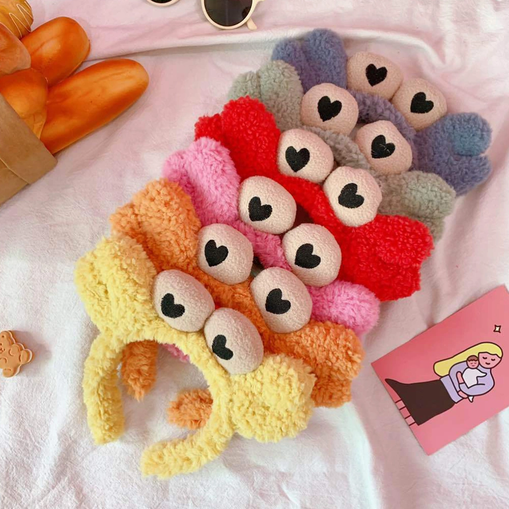 Creative Headband Adorable Headband Big Eye Crab Headwear Party Plush Headwear Face Washing Hair (Red)