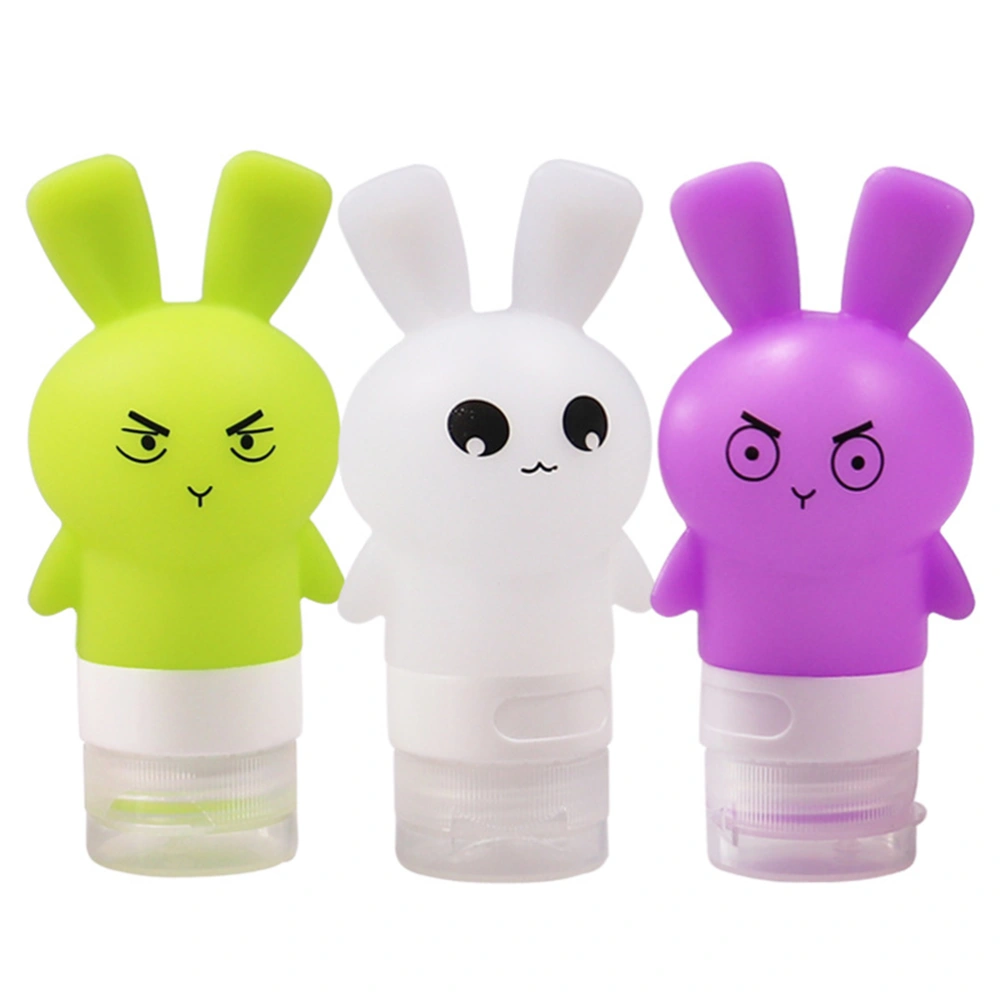 3pcs 75ml Empty Bottles Cartoon Subpackaging Bottle Lotion Bottles Portable Travel Bottles Shower Gel Cosmetic Lotion Dispenser (Random Pattern)