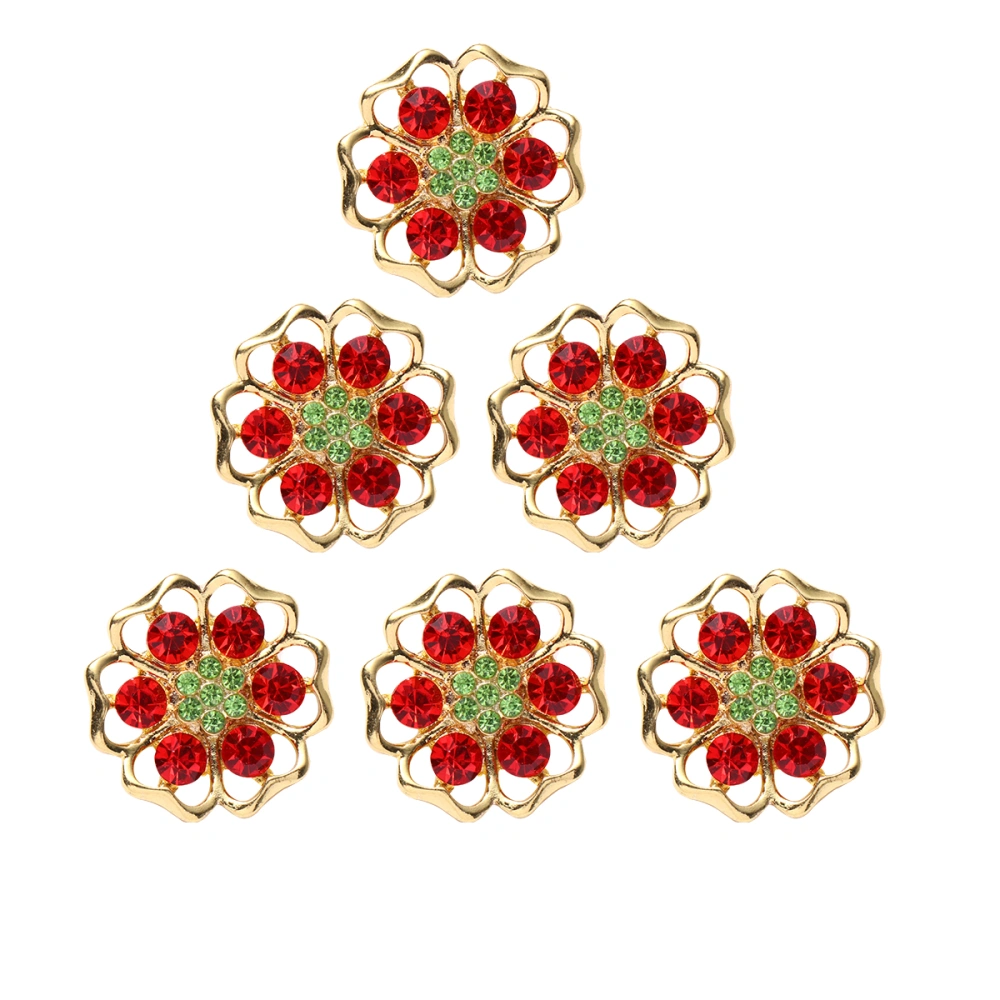 10PCS Rhinestone Inlaid Jewelry Decor Alloy Petals DIY Decor Delicate DIY Decorative Buttons Creative DIY Decorative Accessories for Women Lady Red