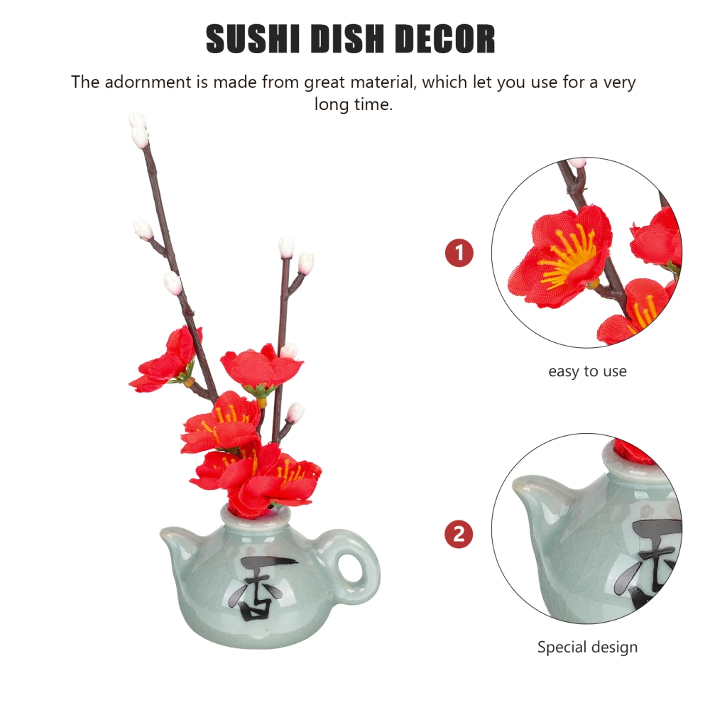 Simulated Plum Blossom Adorns Sushi Plate Ornament Dish Decor Dish Embellishment