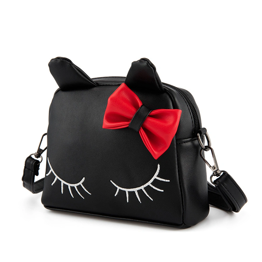 Cartoon Cat Backpack Fashion Crossbody Shoulder Bag Backpack Bags for Kids Little Girls (Black)