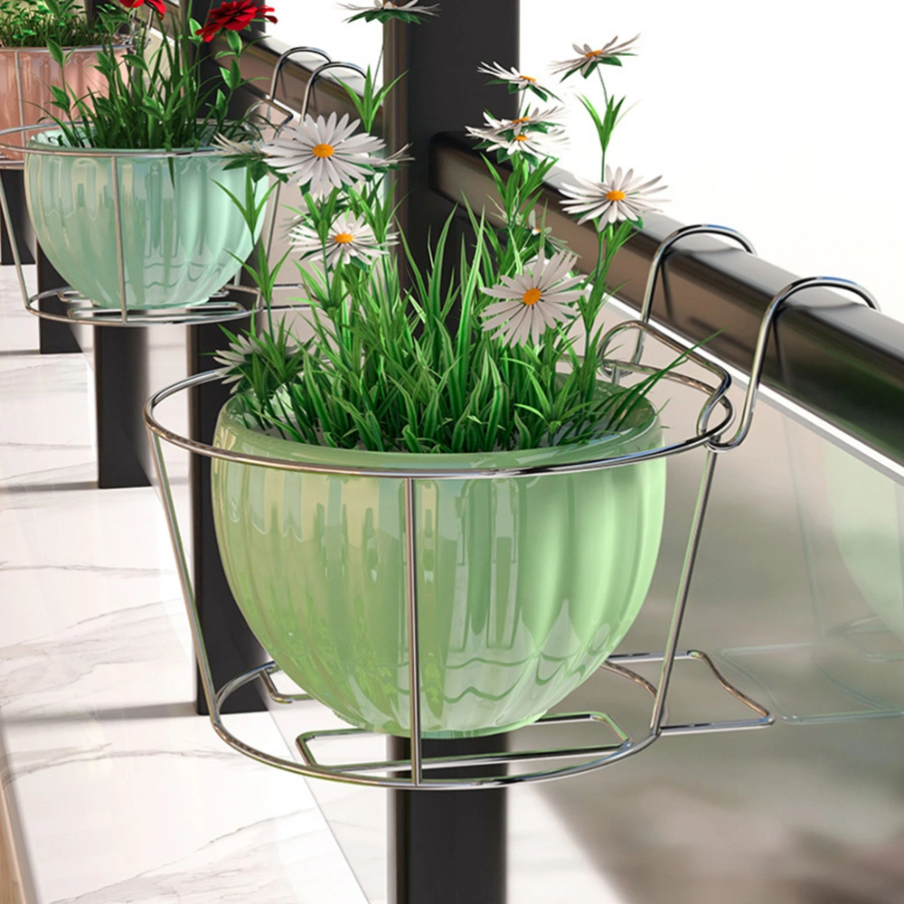 Balcony Hanging Flowerpot Rack Stainless Steel Flower Planter Storage Rack