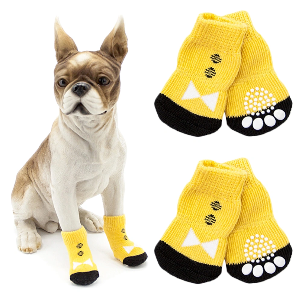 4Pcs Pet Anti Socks Adorable Stockings Prcatical Footwear Cotton Socks for Puppy Dog (Size M)