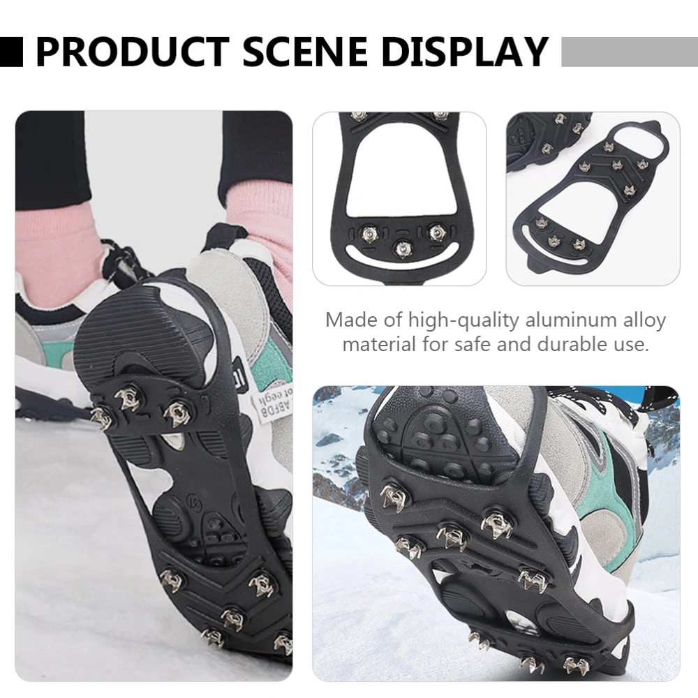 1 Pair Shoe Claws Crampons Climbing Ice Grippers Non-slip Shoes Covers (Black)