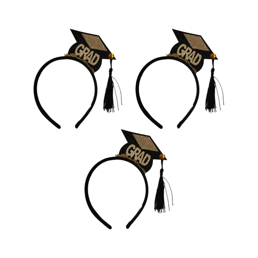 3pcs Mini Tassel Hat Headband Chic Hair Hoops Stylish Headdress Hair Accessories Party Favors Supplies for Graduation