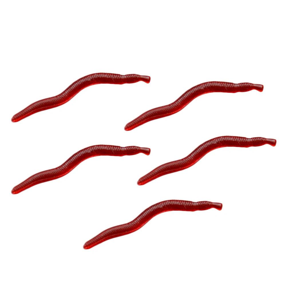 5pcs 4cm Simulation Fake Earthworm Fishing Lures Bait Bionic Worm Earthworm Lifelike Fishy Smell Lures (Red)