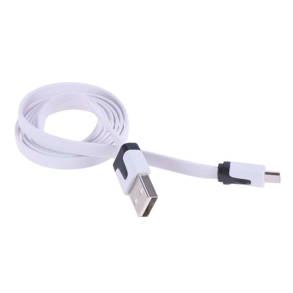 Android Fast Charger cable Durable Flat Noodle Micro USB Sync Quick Charger Cable for Tablet Smartphone Cell Phone MP3 Player (White)