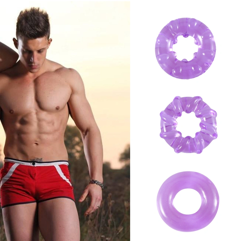 3 Pcs Rings Stretchy Penis Ring Enlarger Stronger Harder Erection to Prolonging Climax Sex Toys for Men Male(Purple)