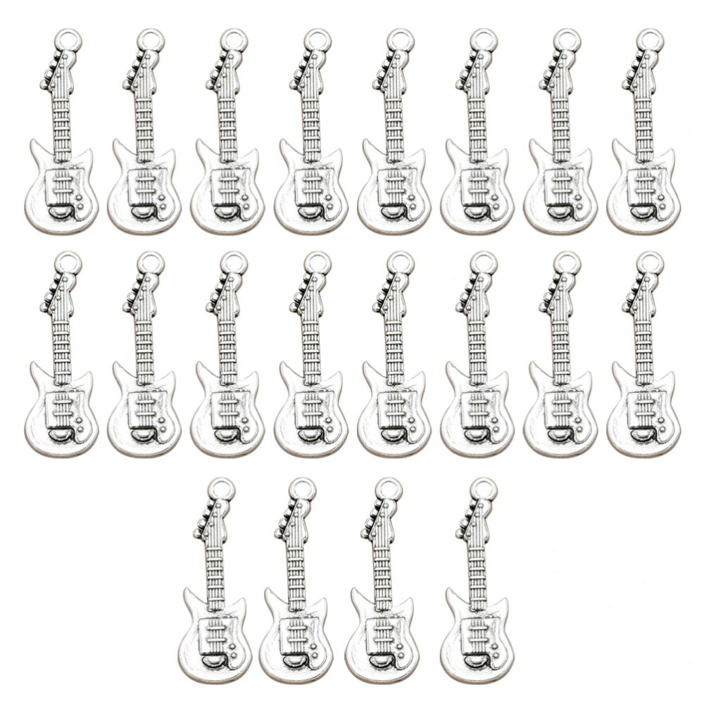 20PCS Vintage Alloy Guitar Pendants Charms DIY Jewelry Making Accessory for Necklace Bracelet (Antique Silver)