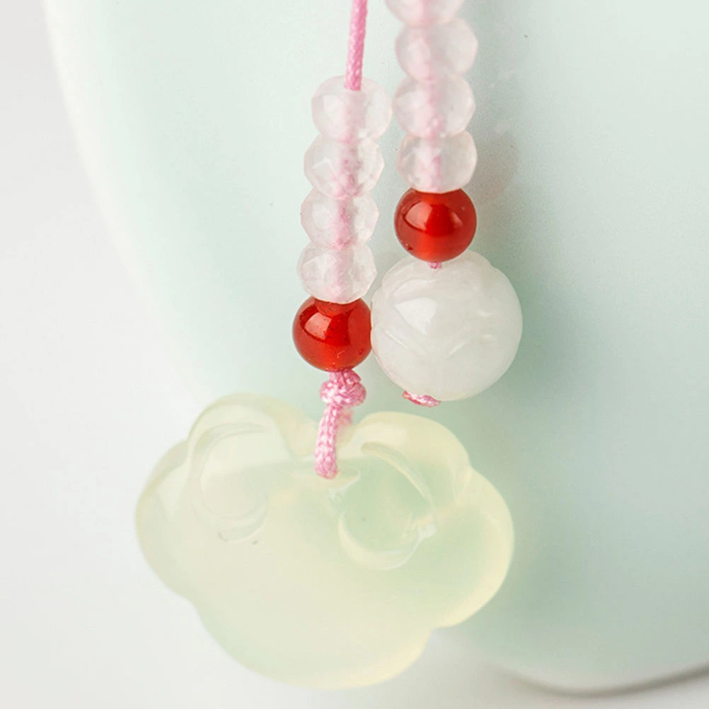 1PC Chinese Style Mobile Phone Pendant Natural Jade Stone Pendant Phone Decor Manual Mobile Phone Chain Hanging Ornaments Stylish Keychain Pendant Delicate Bag Pendant Multi-purpose Hanging Pendant Ivory