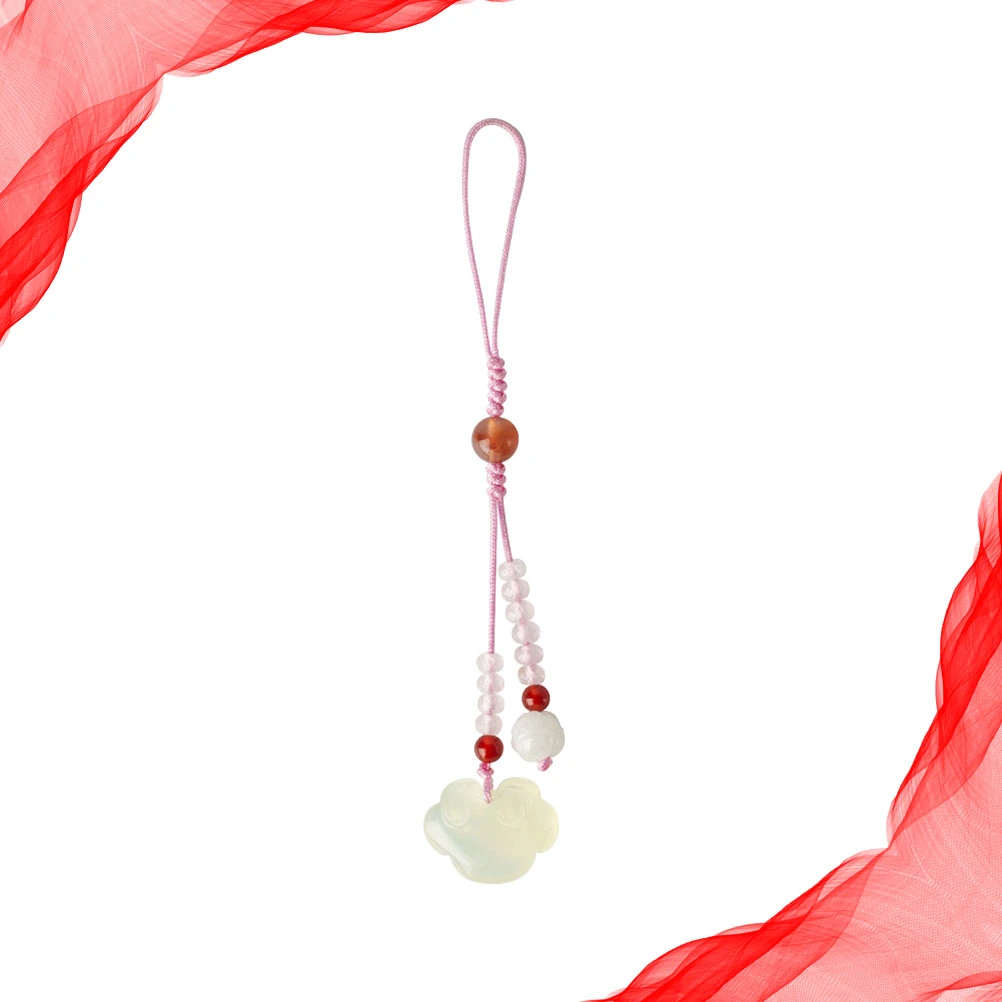 1PC Chinese Style Mobile Phone Pendant Natural Jade Stone Pendant Phone Decor Manual Mobile Phone Chain Hanging Ornaments Stylish Keychain Pendant Delicate Bag Pendant Multi-purpose Hanging Pendant Ivory
