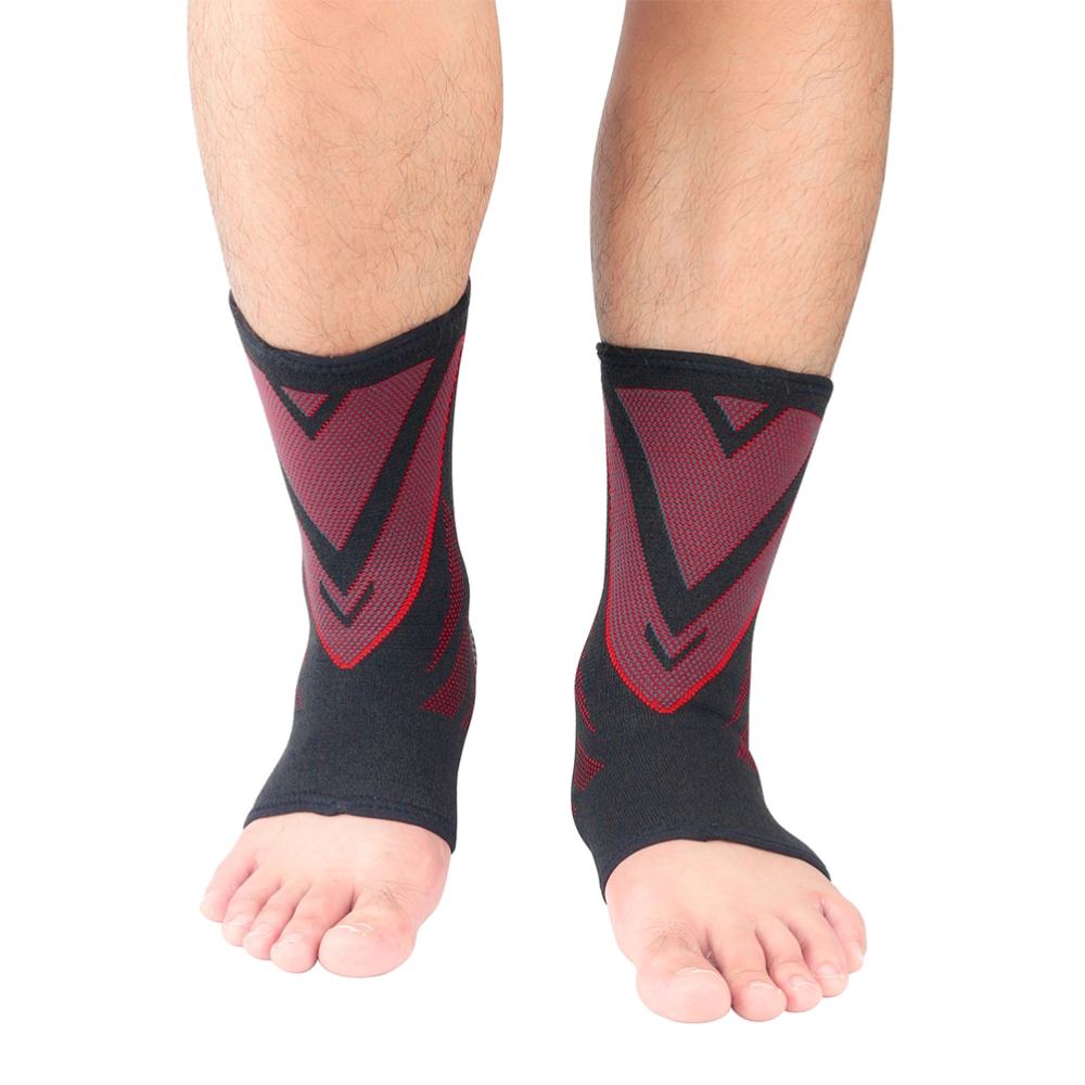 1PC Sports Ankle Protector Knitted Ankle Care Sleeve Ankle Support for Exercising Running Fitness Basketball (Black and Red Size M)