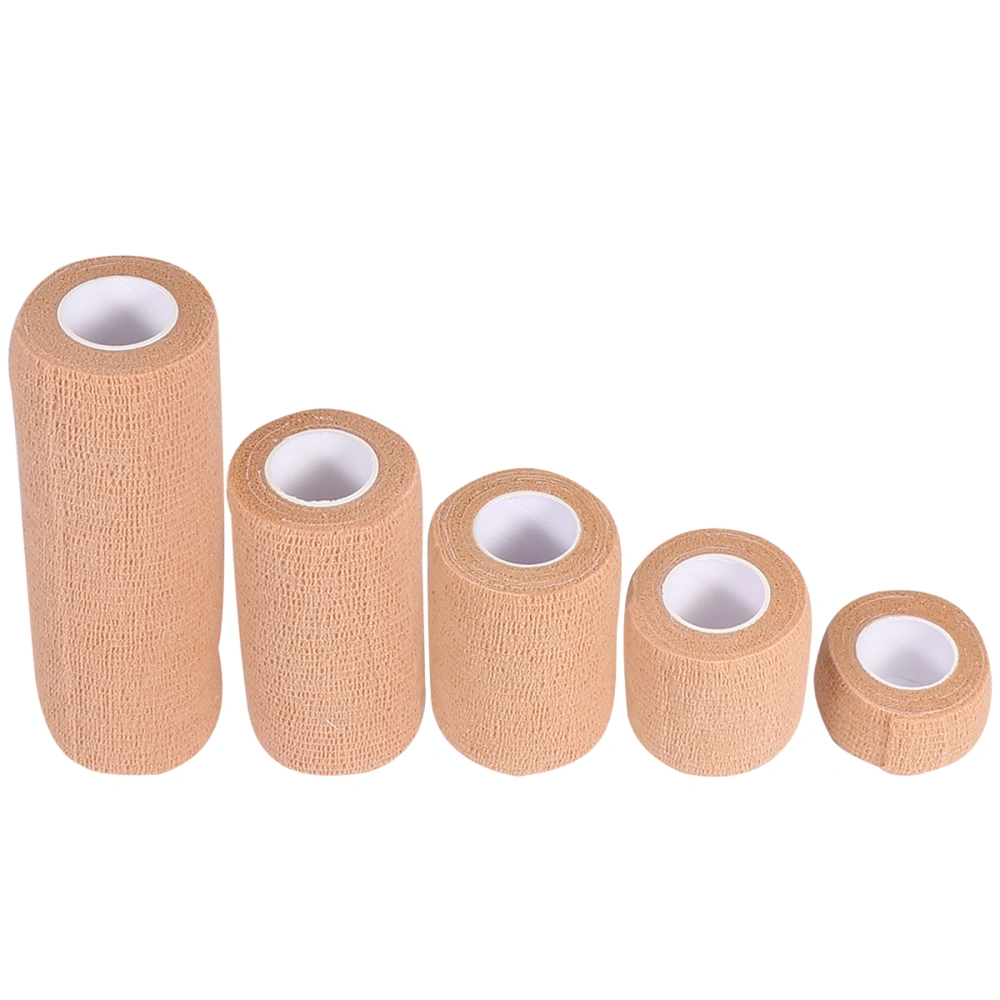 5pcs Cohesive Sports Elastic First Aid Tape Sports Tape Protective Self Adhesive Bandage for Man Woman (2.5cm*4.5m+5cm*4.5m+7.5cm*4.5m+10cm*4.5m+15cm*4.5m Skin Color)