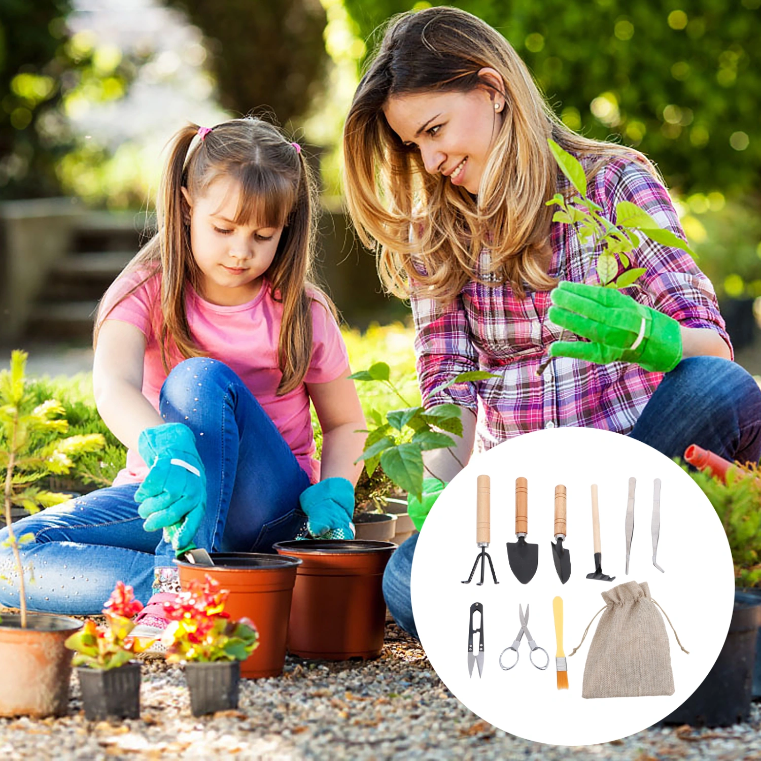 10pcs Gardening Tools Plant Shovel Scissors Forks Planting Sets Bonsai Tools