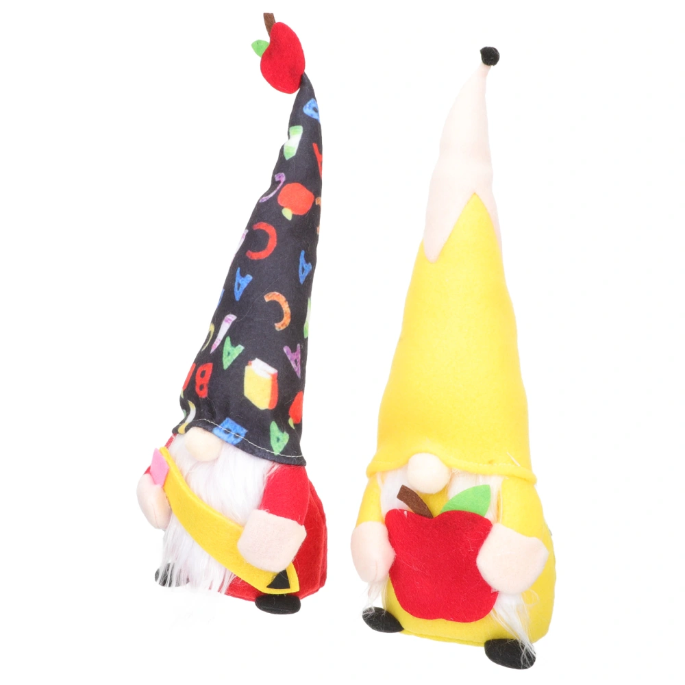 2pcs Dwarf Adornment Teachers' Day Themed Faceless Doll Ornament Home Decoration