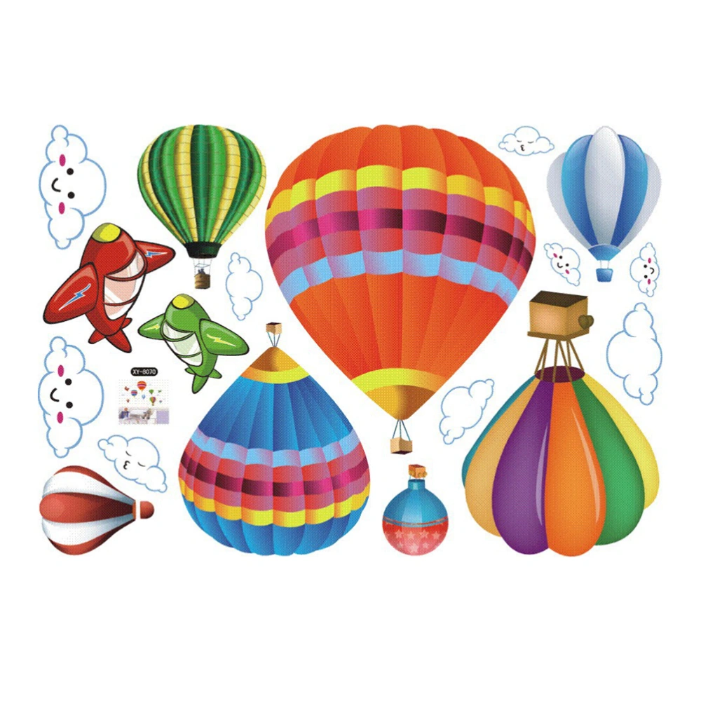 Removable Creative Hot air Balloon Aircraft and Smile Clouds Wall Sticker Decals Kids Room Wall Decorations Art Decor Stickers Nursery Bedroom Bathroom Sticker