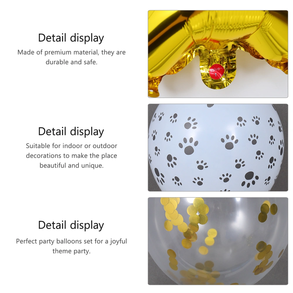 1 Set 18pcs Aluminum Foil Dog Balloons Birthday Banners Set Party Supplies