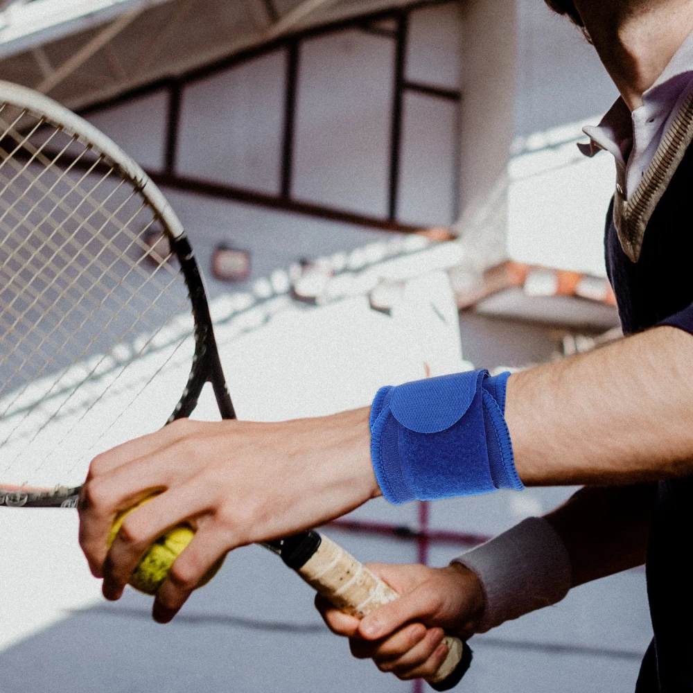 2pcs Wrist Protective Cover Badminton Table Tennis Fitness Wrist Guard for Man Woman (Blue)