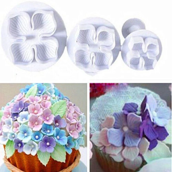 3pcs Fondant Cake Cutter Mold Decorating Plunger Candy Sugarcraft Flower Cutter Tools Set