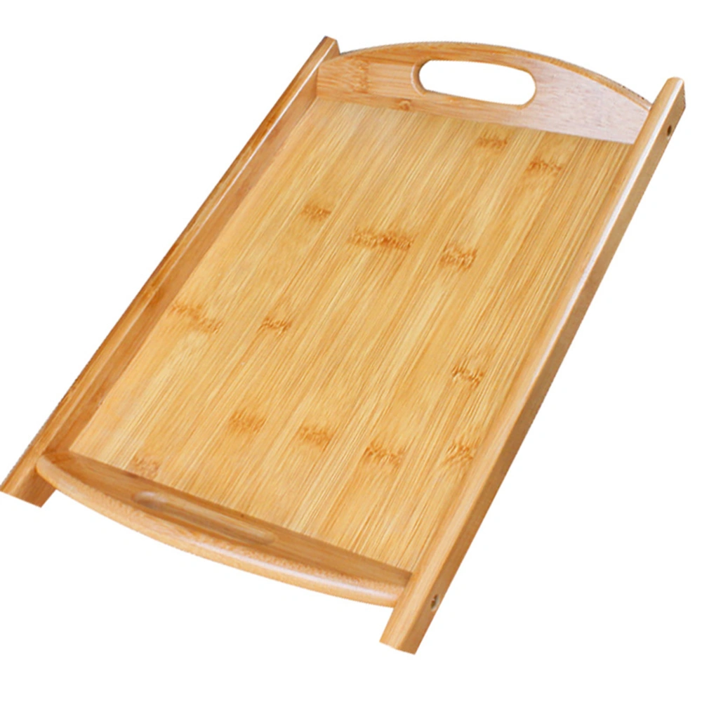 Bamboo Serving Tray Rectangular Non Food Fruit Tray Multifunctional Bread Cake Tea Tray with Handle for Kitchen Restaurant (XS)