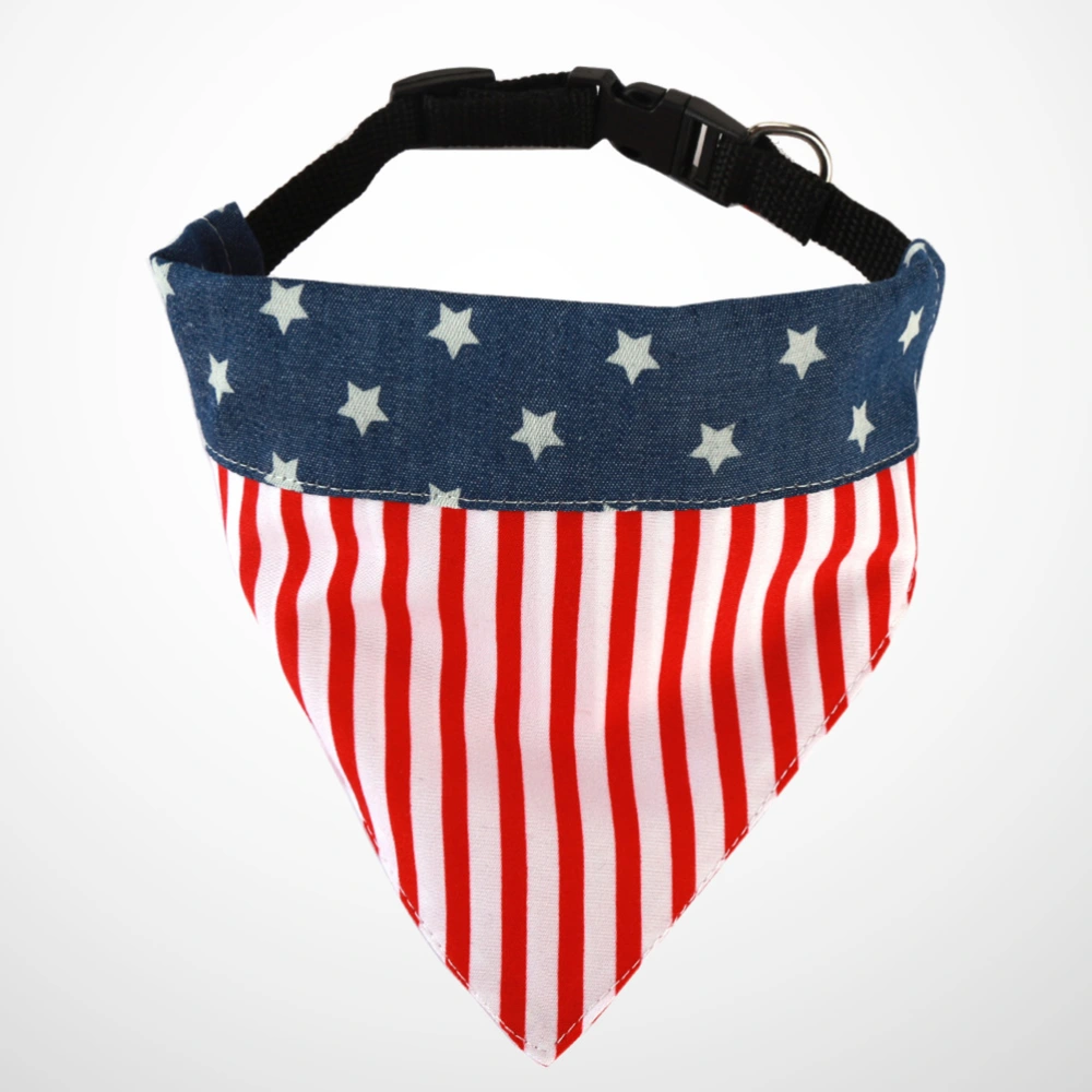 Multifunctional Buckle Bib Cotton Triangle Saliva Towel American Flag Pattern Collar Scarf Puppy Dress up Accessories for Pet Dog- Size M