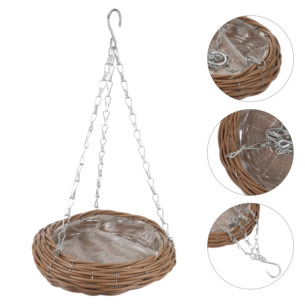 1Pc Hand-woven Hanging Basket Woven Basket Balcony Hanging Flower Basket