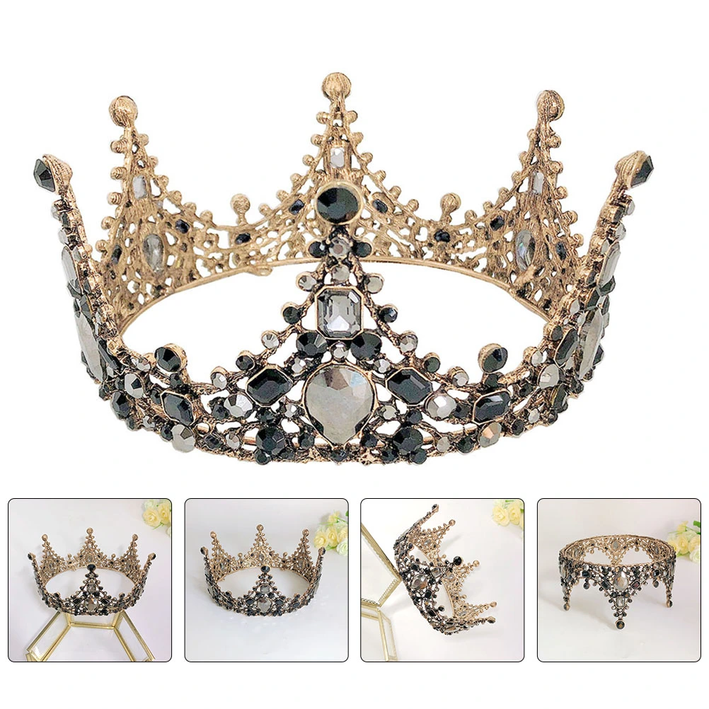 1pc Baroque Style Vintage Bridal Crown Fashionable Wedding Headdress (Black)