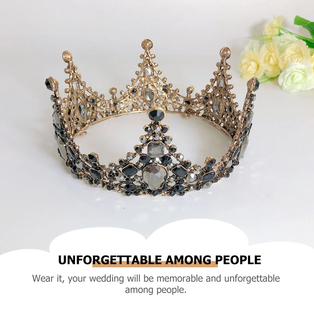1pc Baroque Style Vintage Bridal Crown Fashionable Wedding Headdress (Black)