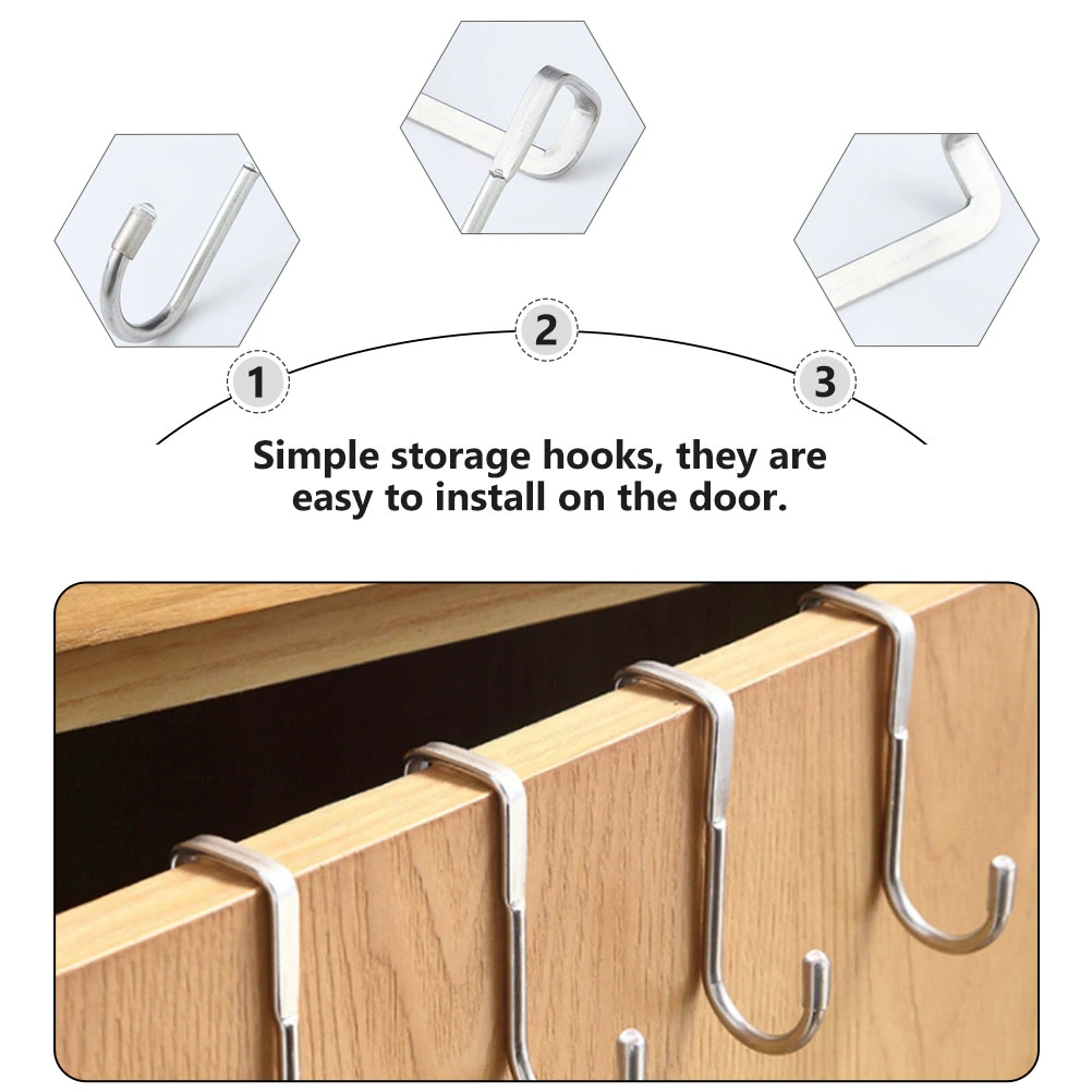 3Pcs Door Hanging Hooks Over the Door Hooks Household Door Hangers Stainless Steel Hooks