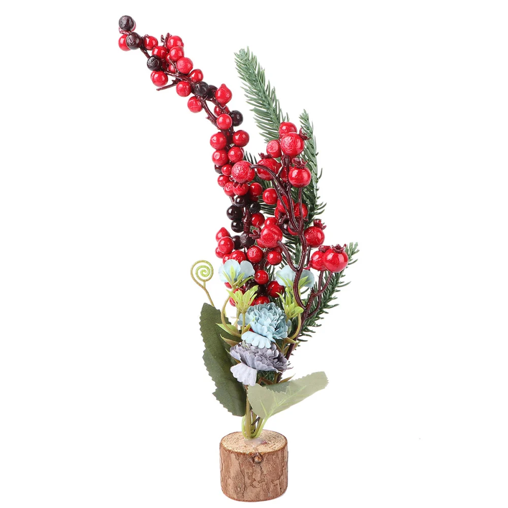 1PC Desktop Christmas Tree Adornment Festival Christmas Decoration Christmas Scene Layout Ornament for Home Store Decor (Colorful Red Fruit Style)