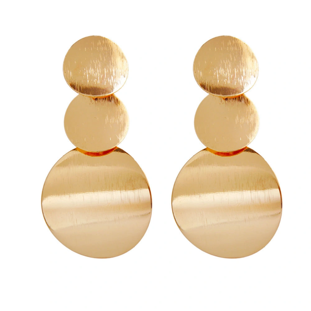 1 Pair Exaggerate Combination Geometric Drop Earrings Attractive Round Wafer Statement Earrings Long Earrings Earbob Eardrop (Golden)