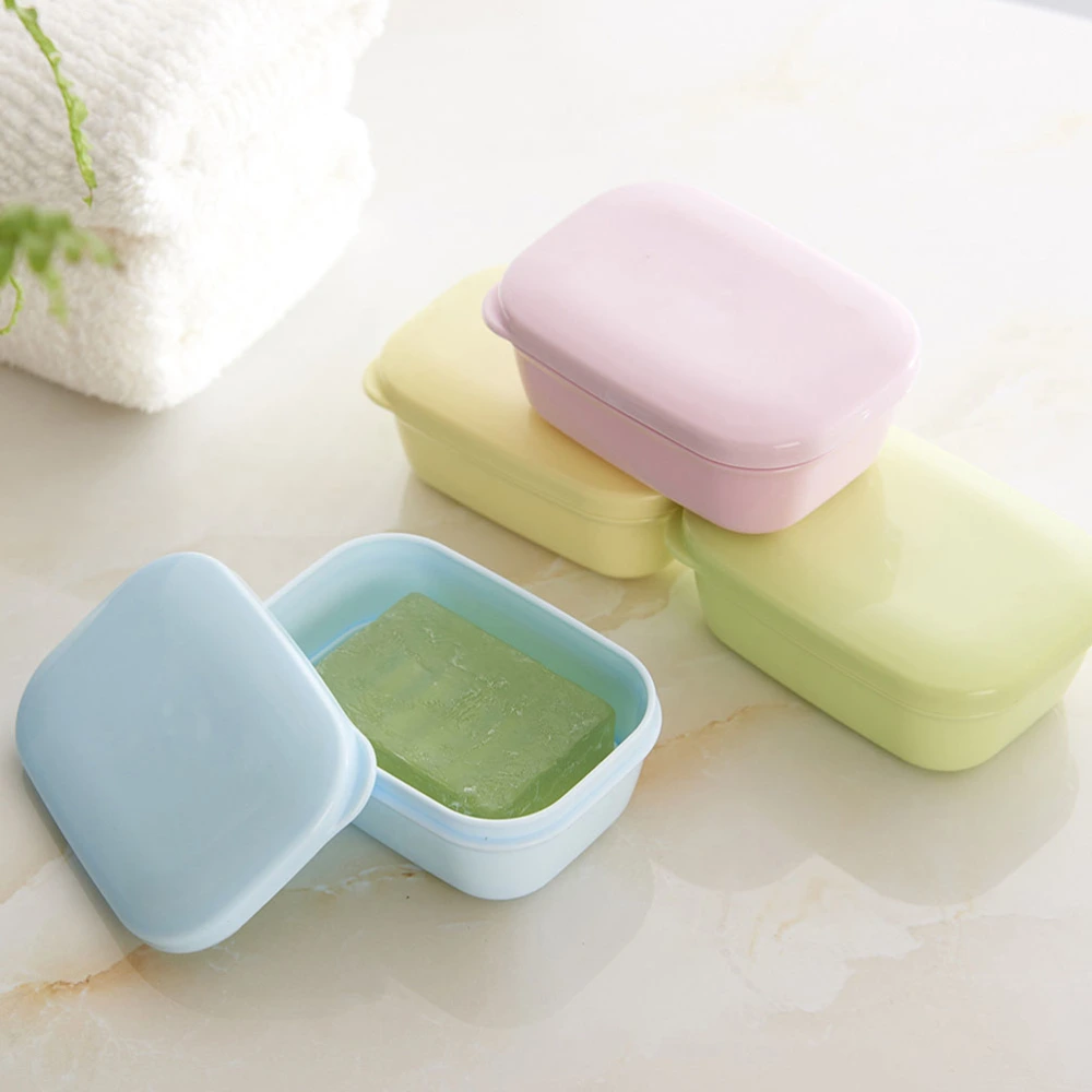 4pcs Soap Box Double Layer Soap Dish with Lid Soap Holder with Drain Soap Case Container for Bathroom and Kitchen Sinks (Random Color)