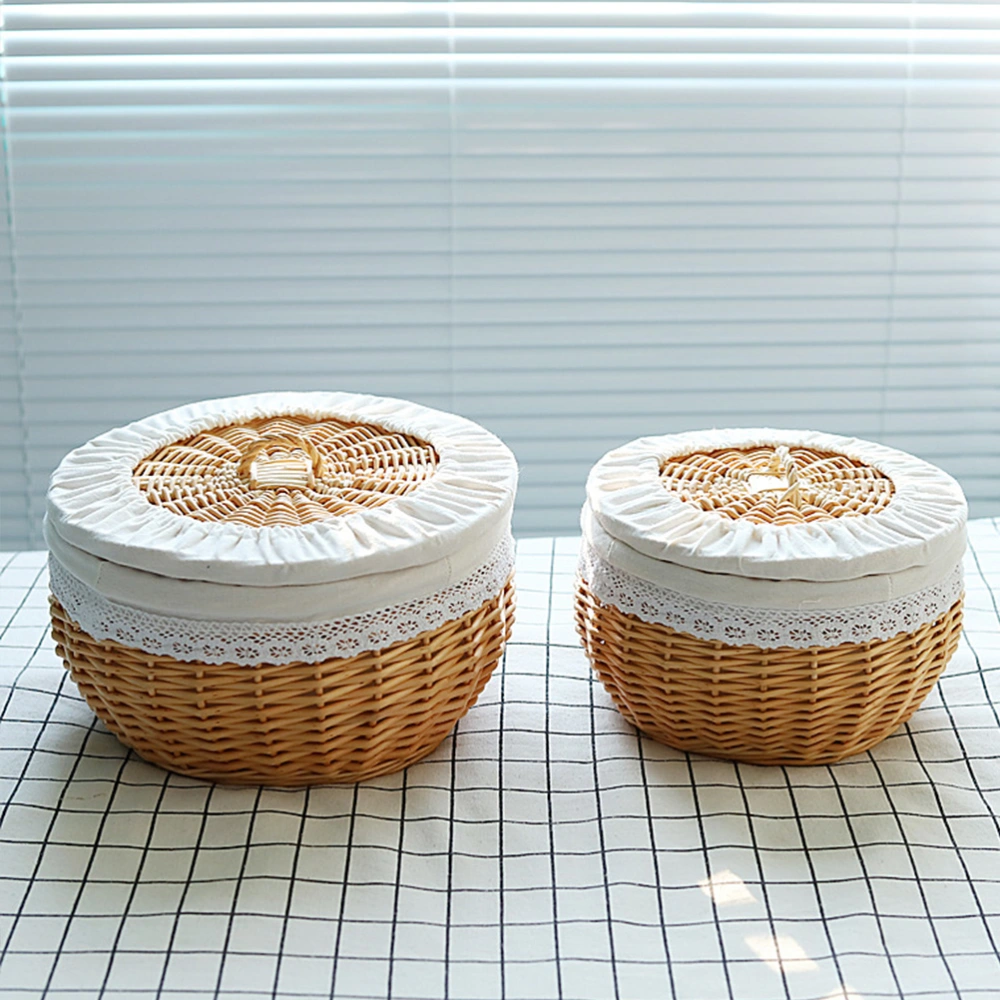 1pc Wicker Weaving Craft Food Baskets Dessert Pastry Storage Basket Bread Basket