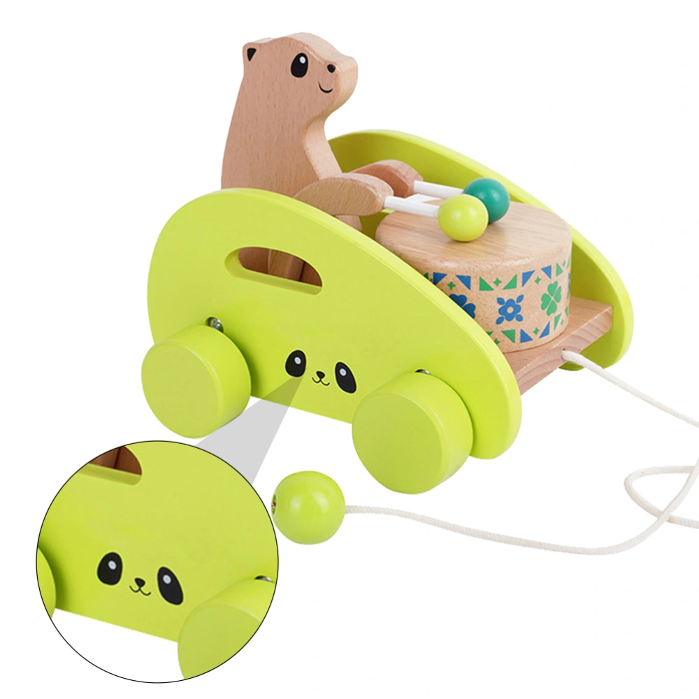 1Pc Kids Walk Learning Traction Toy Cartoon Dragging Toy Pounding Car (Green)