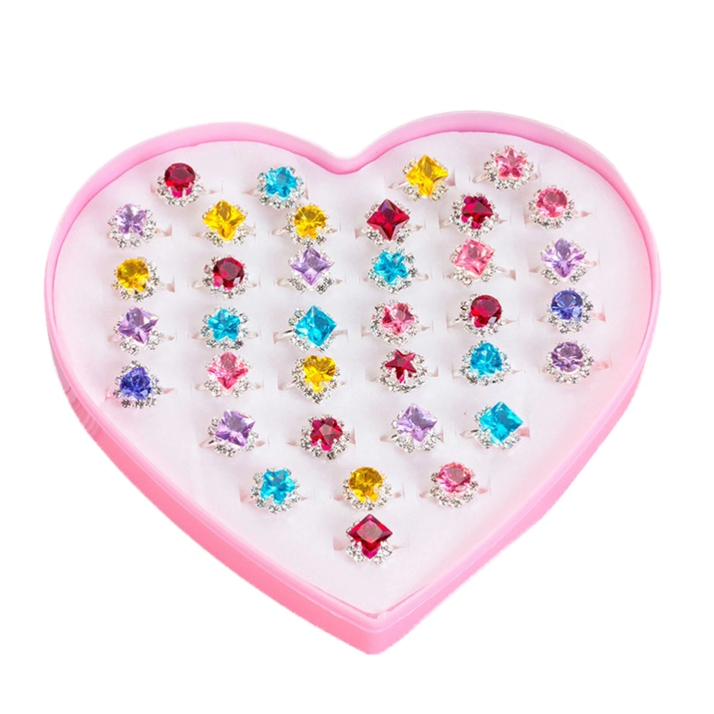 48pcs Children's Plastic Toys Play House Beaded Plastic Diamond Ring for Kids Children (1*36 Boxes of Mashups + 1*12 Boxes of Mashups)