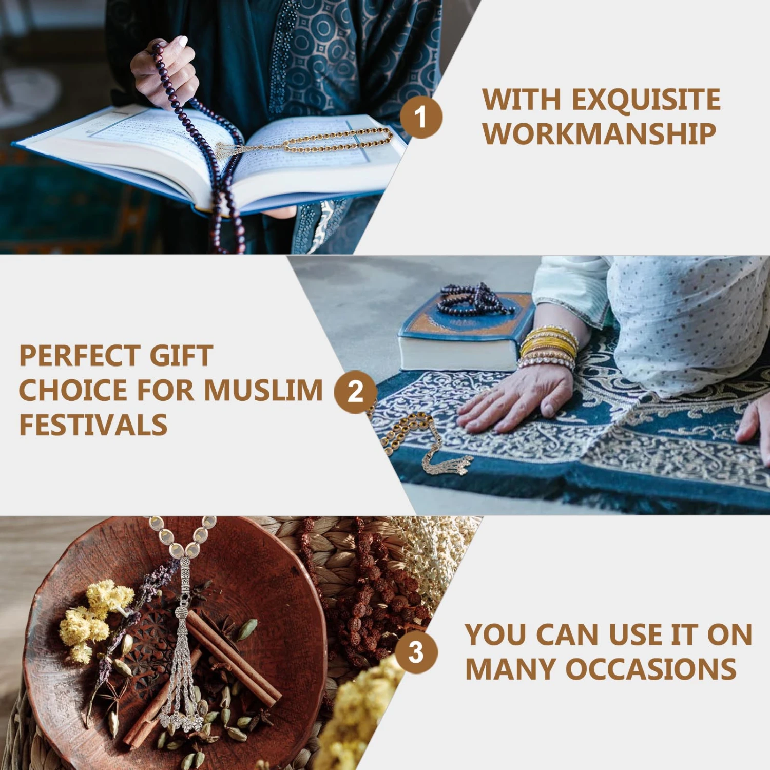 1PC Muslim  Holding Rosary 33 Muslim Prayer Bead String Delicate Islamic Gift