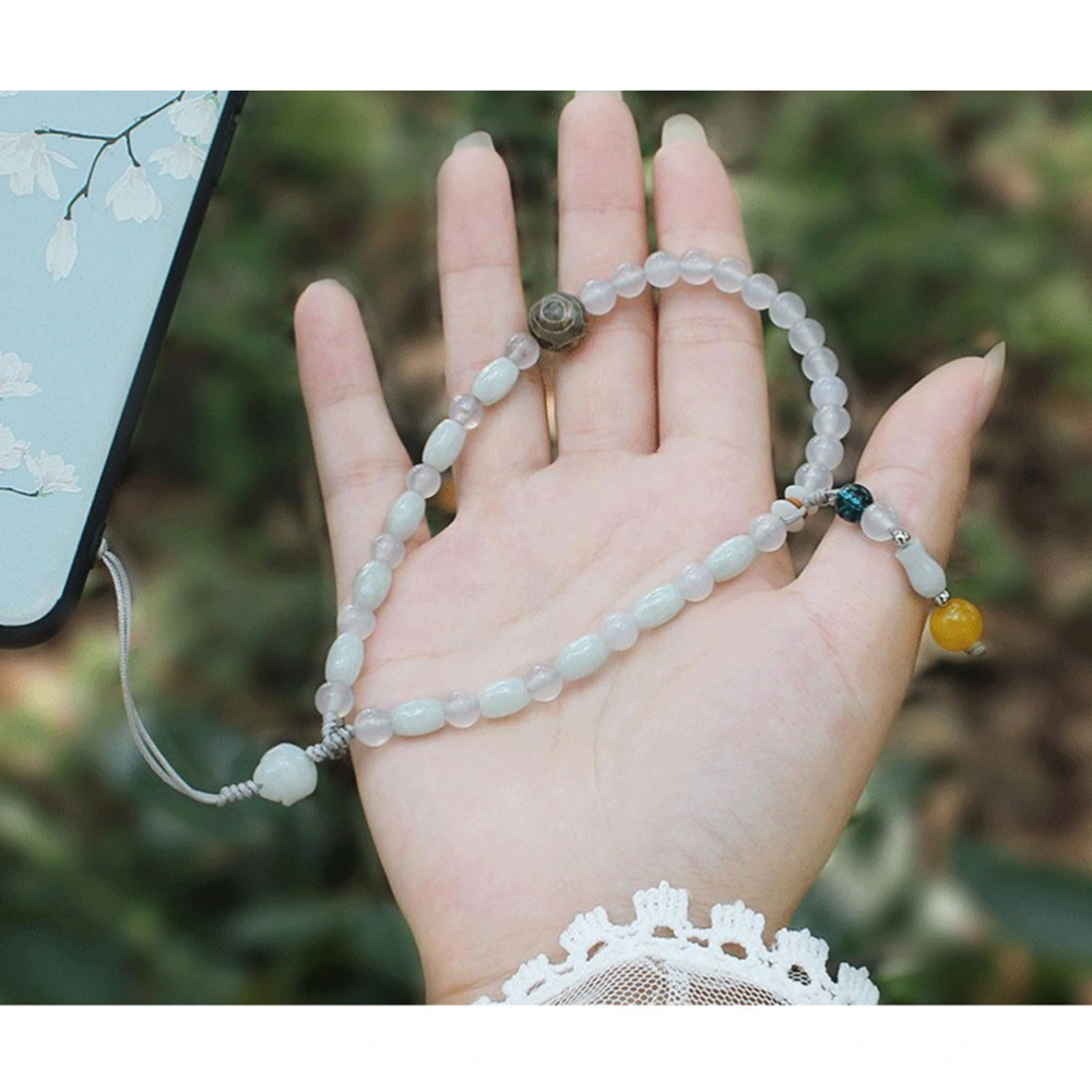 1PC Phone Chain Decor Chinese Style Mobile Phone Chain Delicate Jade Agate Phone Chain Anti-lost Phone Wrist Hanging Rope Classic Jade Agate Cell Phone Chain Creative Short Style Cell Phone Strap for Women Use