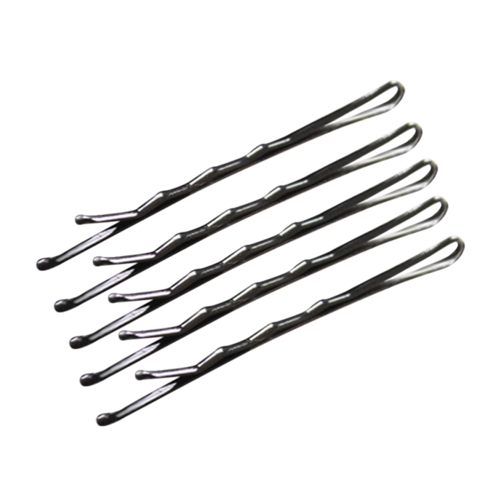 5Pack Black Bobby Women Hair Hairstlye Accessory Hairpin for Hair Decoration (Long Wave Type)