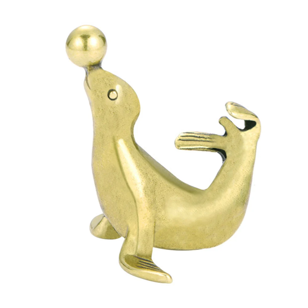 Retro Style Animal Craft Sea Lion Adornment Decorative Brass Craft (Golden)