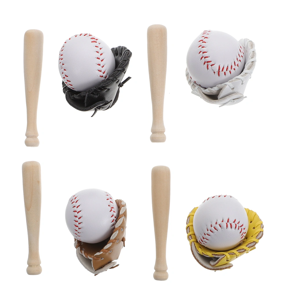 4 Sets of Realistic Baseball Suit Key Chains Baseball Set Key Pendants Key Decors