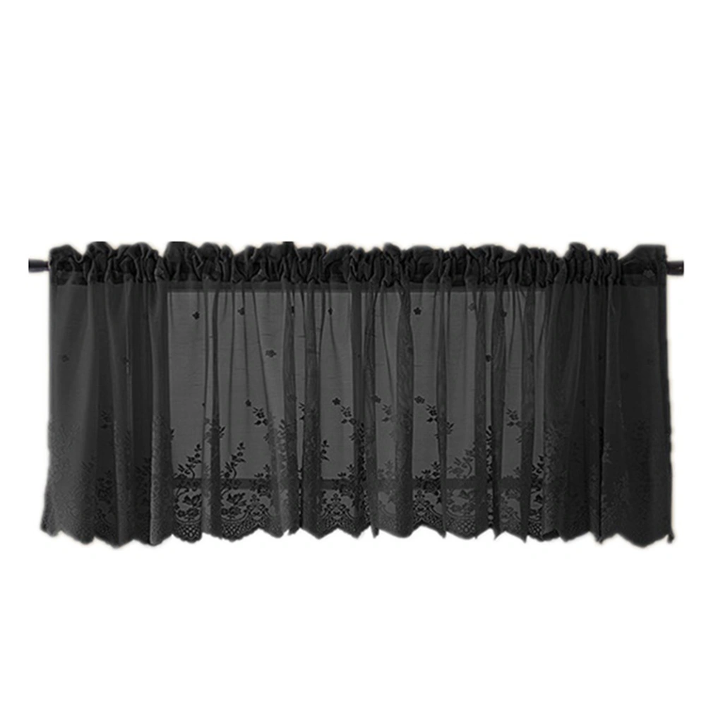 Short Curtain Lace Half Curtain Window Curtain Light Transmission for Home Kitchen Balcony 130x41cm Black