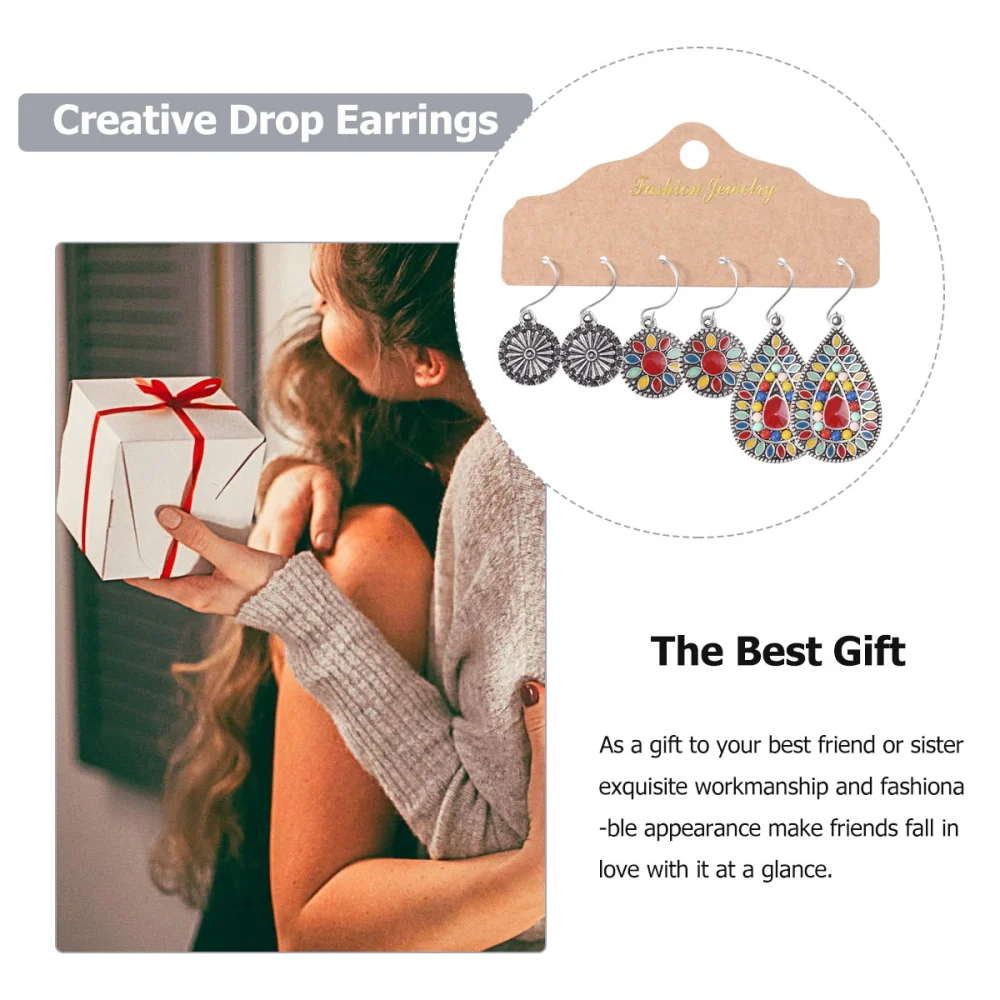 3 Pairs Creative Water Drop Earrings Fashion Earrings for Women