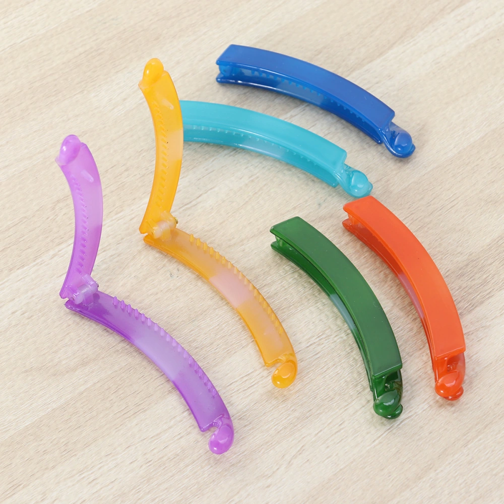 12 Pcs Banana Vertical Hair Claw Clips Clamp Candy Color Hair Accessories for Women and Girls (Size L)