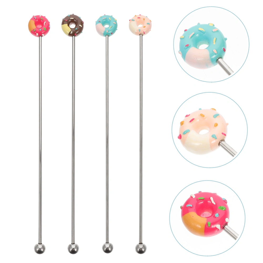 8pcs Reusable Donuts Coffee Cocktail Stirrers Stainless Steel Stirring Sticks