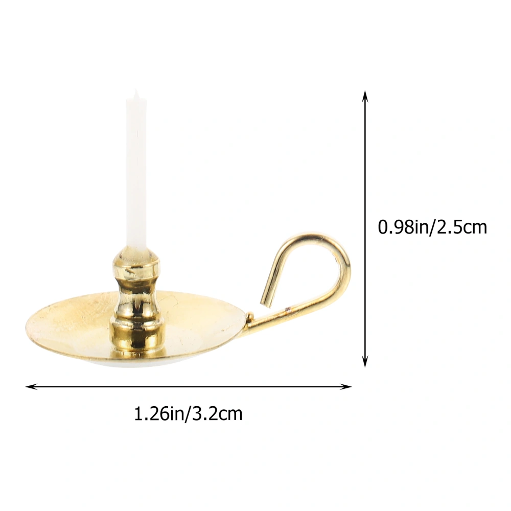 2Pcs Doll Home Handheld Candlesticks Iron Alloy Candle Holders for Doll House