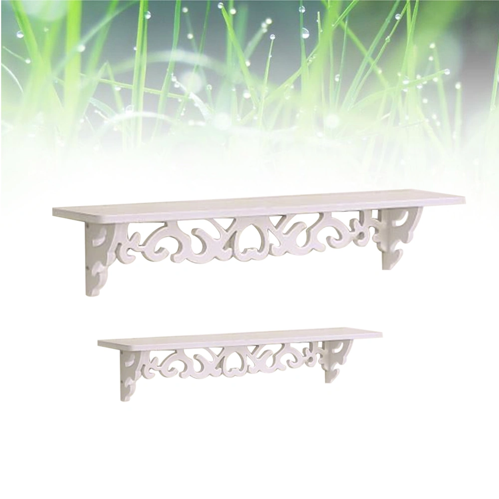 2PCS Creative Hollow Wall Shelf Rustic Style Partition Household Hanging Ornaments for Coffee Store (White)