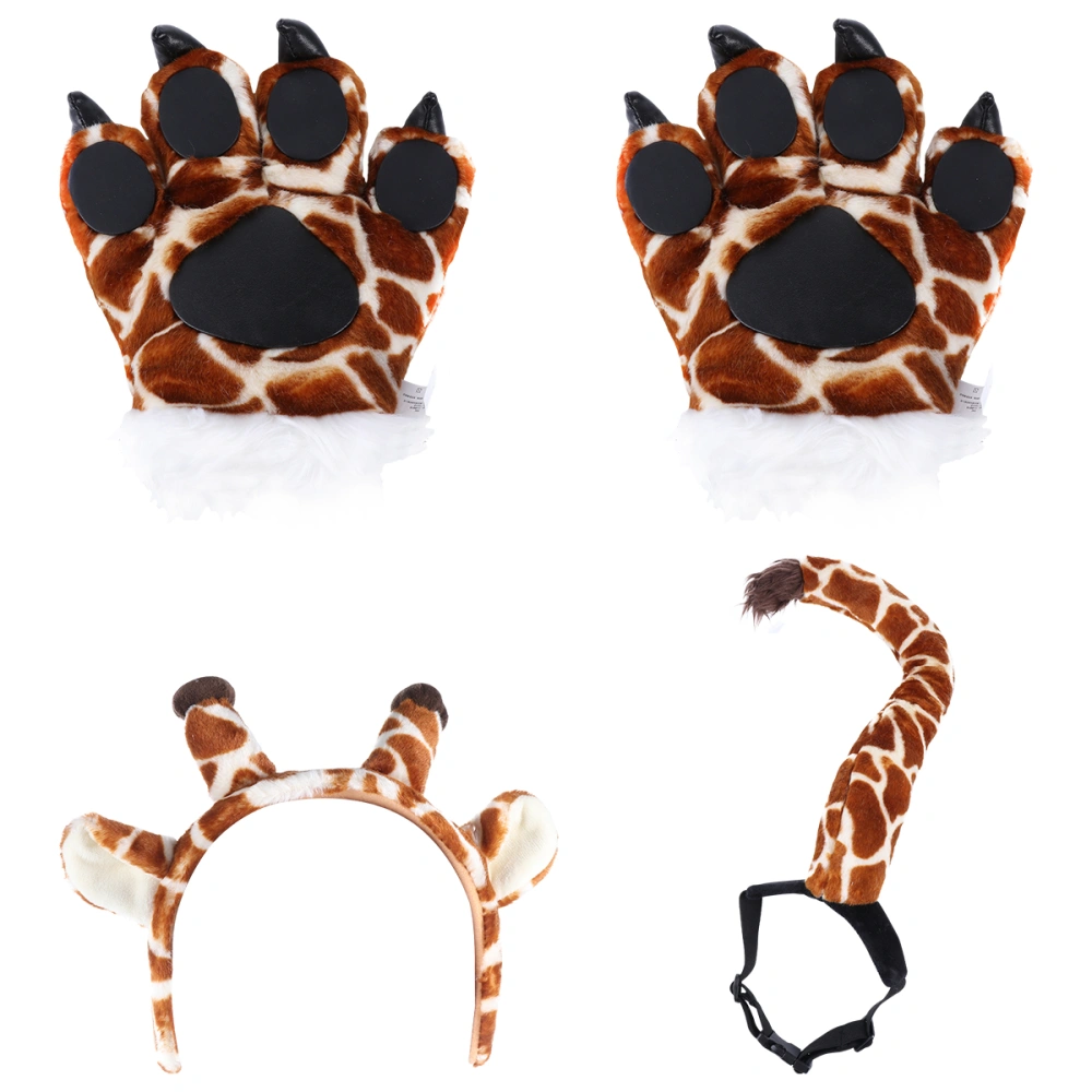 1 Set of Cartoon Animals Prop Suit Animals Tail Glove Head Band Decoration