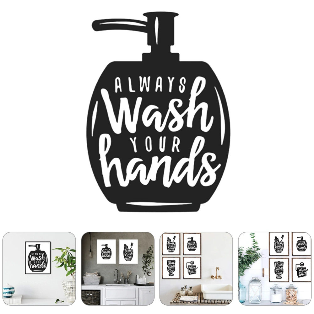 4pcs Hand Washing Poster Canvas Hand Washing Sign Wall Hanging Decorations