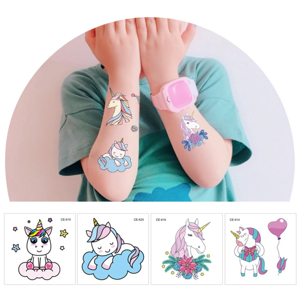 12PCS Waterproof Tattoos Stickers Unicorn Cartoon Temporary Tattoos for Kids Unicorn Party Favors Birthday Decorations Supplies